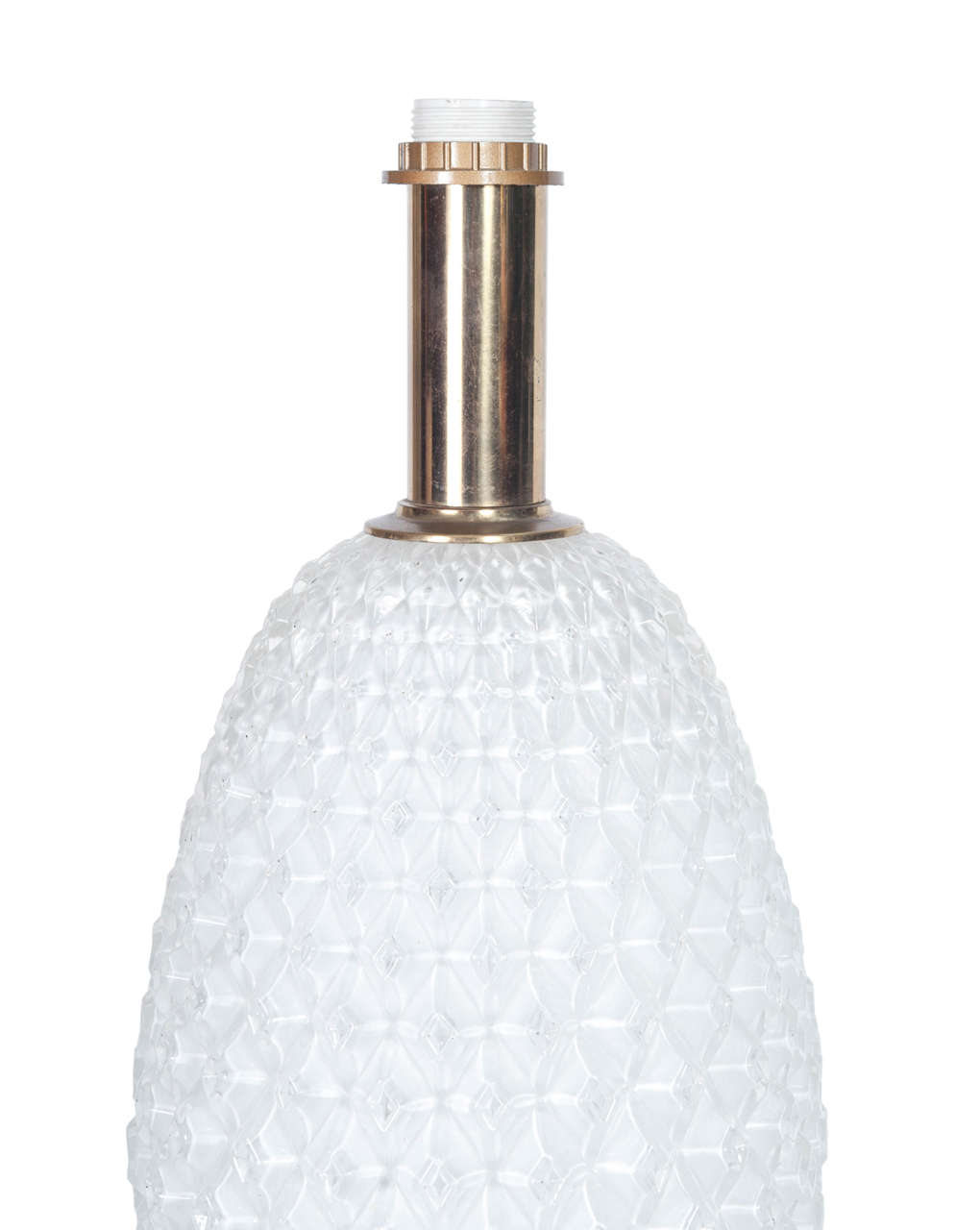 Mid-20th Century 1950s White Opaline Glass and Brass Italian Table Lamp For Sale